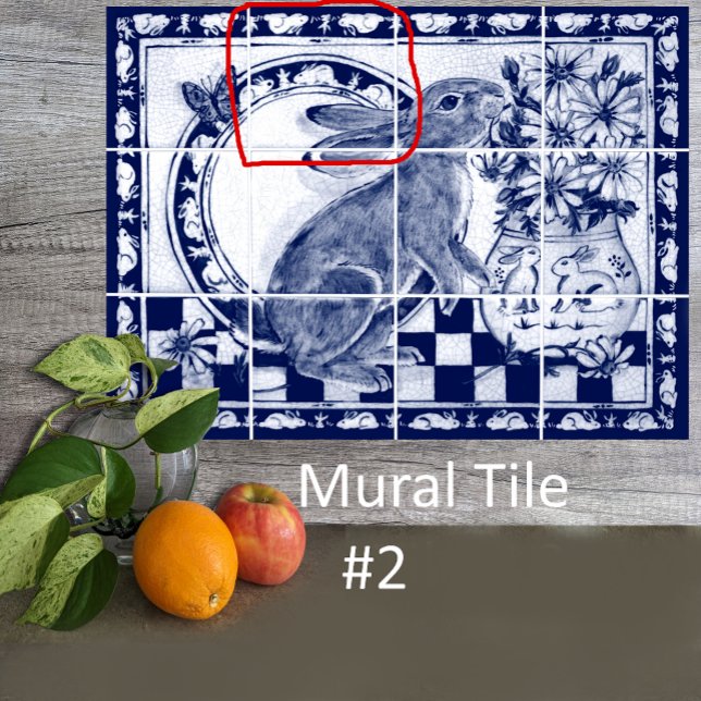 Dedham Blue White Rabbit Bunny Mural Tile # 2 (Creator Uploaded)