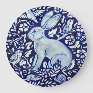 Dedham Cobalt Blue & White Rabbit Plate Clock Bird