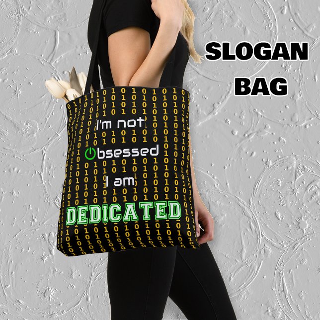 Dedicated binary code print geek tote bag (Creator Uploaded)