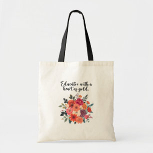 Dedicated Educator Heart of Gold Appreciation Tote Bag