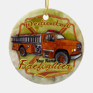 Dedicated firefighter ceramic ornament