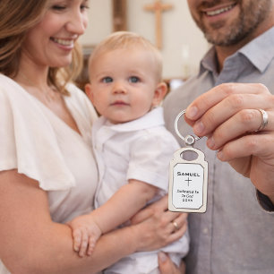 Dedicated to God Boy's Name Key Ring
