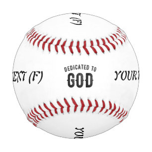 DEDICATED TO GOD COOL CUSTOMIZABLE BLACK TEXT BASEBALL