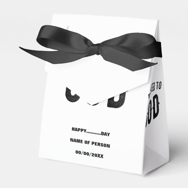 DEDICATED TO GOD COOL CUSTOMIZABLE BLACK TEXT FAVOUR BOX (Front Side)