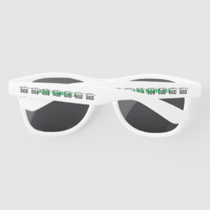 DEDICATED TO GOD COOL CUSTOMIZABLE BLACK TEXT SUNGLASSES