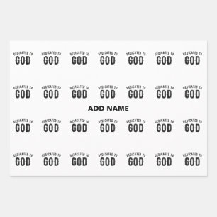 DEDICATED TO GOD COOL CUSTOMIZABLE BLACK TEXT WRAPPING PAPER SHEET