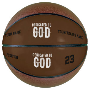 DEDICATED TO GOD COOL CUSTOMIZABLE WHITE TEXT BASKETBALL