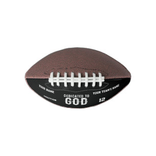 DEDICATED TO GOD COOL CUSTOMIZABLE WHITE  TEXT FOOTBALL