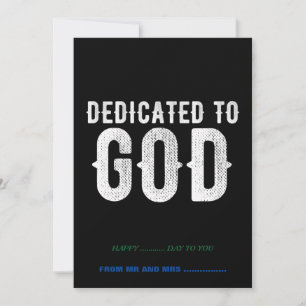 DEDICATED TO GOD COOL CUSTOMIZABLE WHITE TEXT HOLIDAY CARD