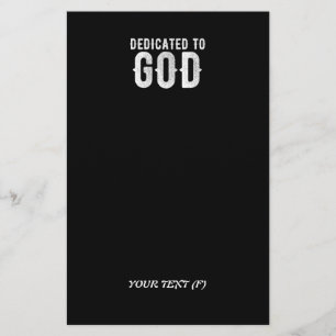 DEDICATED TO GOD COOL CUSTOMIZABLE WHITE TEXT STATIONERY