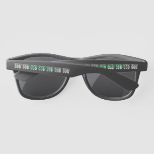 DEDICATED TO GOD COOL CUSTOMIZABLE WHITE  TEXT SUNGLASSES