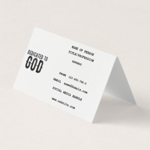 DEDICATED TO GOD CUSTOMIZABLE COOL BLACK TEXT BUSINESS CARD