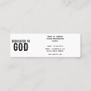 DEDICATED TO GOD  CUSTOMIZABLE COOL BLACK TEXT CALLING CARD