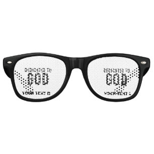 DEDICATED TO GOD CUSTOMIZABLE COOL BLACK TEXT RETRO SUNGLASSES