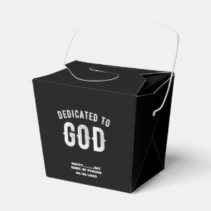 DEDICATED TO GOD CUSTOMIZABLE COOL WHITE TEXT FAVOUR BOX