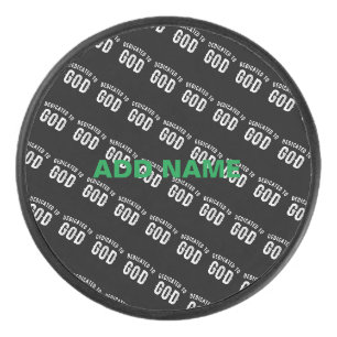 DEDICATED TO GOD CUSTOMIZABLE COOL WHITE TEXT HOCKEY PUCK