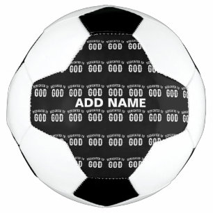 DEDICATED TO GOD CUSTOMIZABLE COOL WHITE TEXT SOCCER BALL