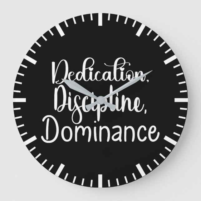 Dedication, Discipline - Hustle, Gym, Success Large Clock (Front)