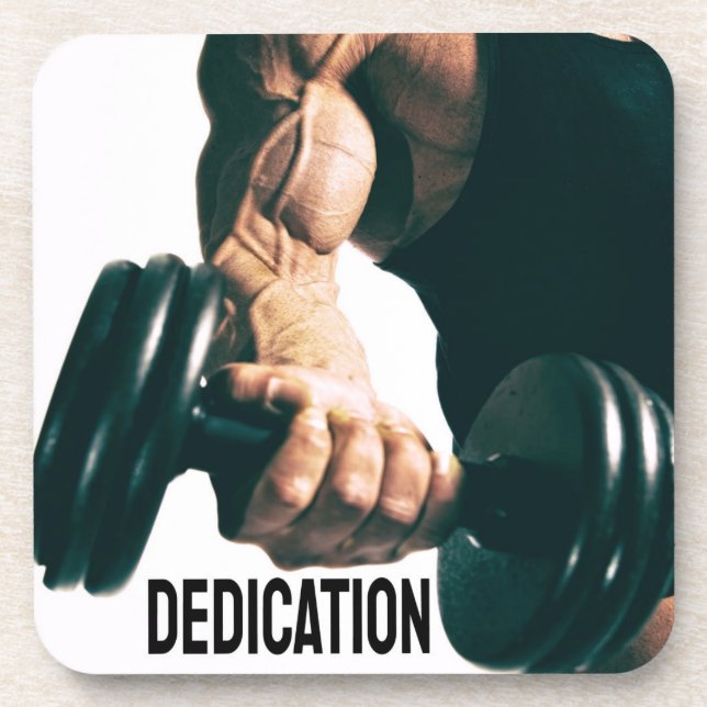 Dedication Motivational Workout Muscles Coaster (Front)