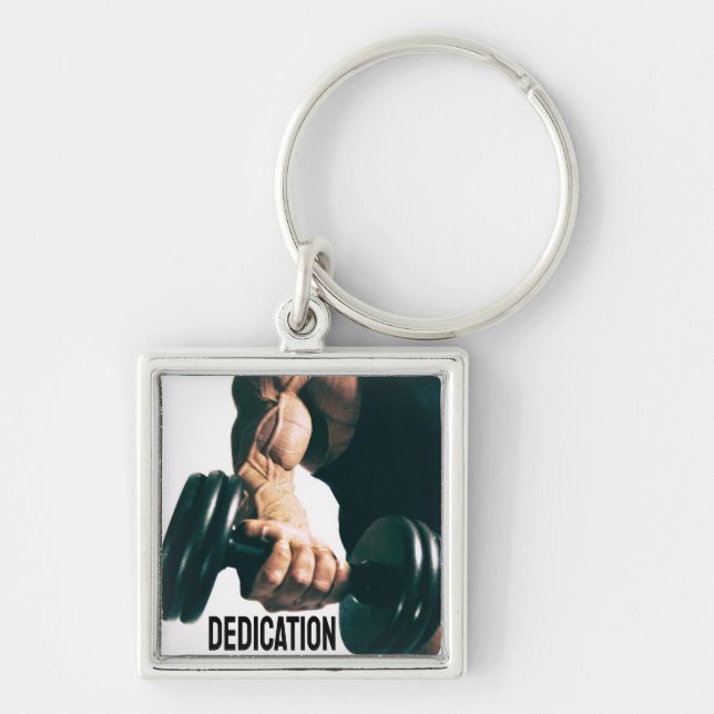 Dedication Motivational Workout Muscles Key Ring (Front)