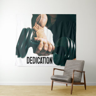 Dedication Motivational Workout Muscles Tapestry