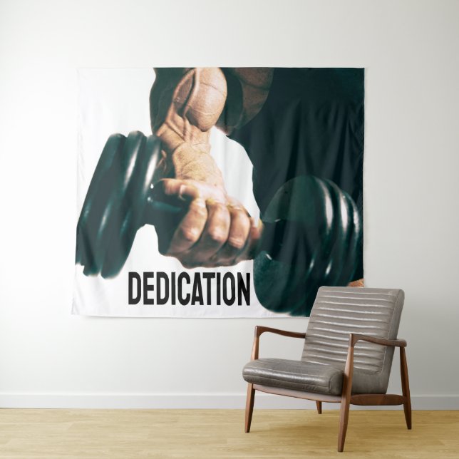 Dedication Motivational Workout Muscles Tapestry (In Situ (Horizontal))