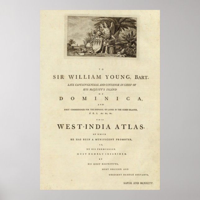 Dedication page to The West India atlas Poster (Front)