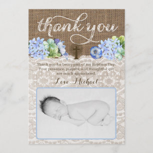 Dedication thank you card, religious thank you boy