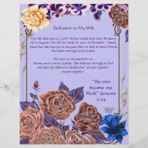 Dedication to my wife Personalised Paper