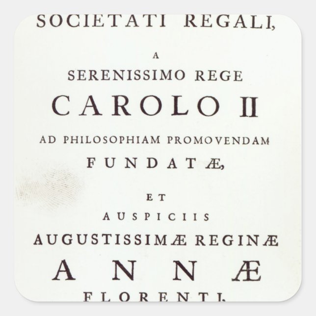 Dedication to the Royal Society Square Sticker (Front)