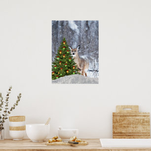 Dee in Forest with Christmas Tree Holiday Poster
