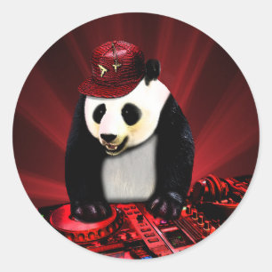Deejay panda classic round sticker