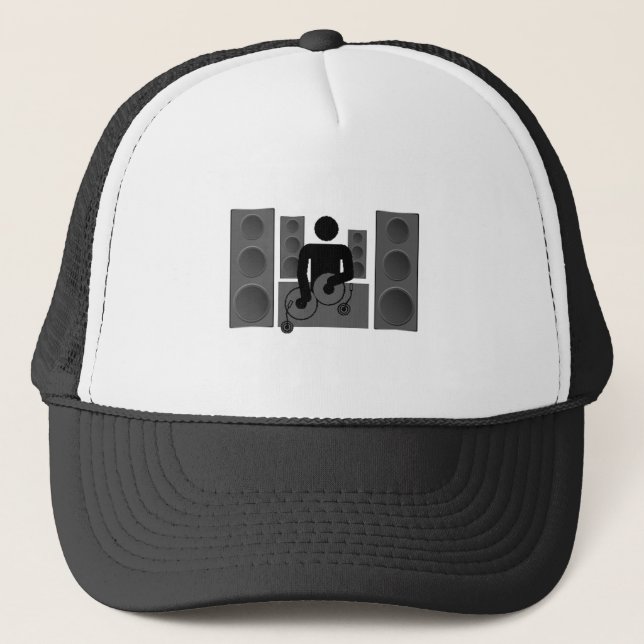 Deejay with Turntable and speakers Trucker Hat (Front)