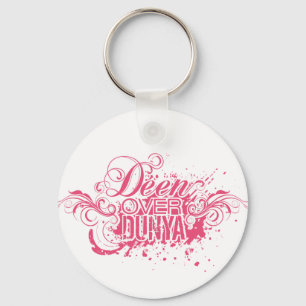 'DEEN OVER DUNYA' Pink Apparel Key Ring