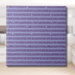 Deep Amethyst Glitter Style Horizontal Stripes Ceramic Tile
