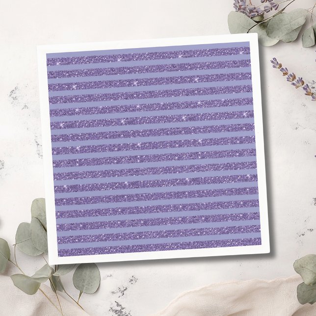 Deep Amethyst Glitter Style Horizontal Stripes  Napkin (Creator Uploaded)
