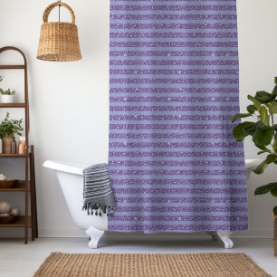 Deep Amethyst Glitter Style Horizontal Stripes Shower Curtain