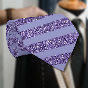 Deep Amethyst Glitter Style Horizontal Stripes  Tie
