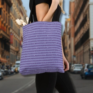 Deep Amethyst Glitter Style Horizontal Stripes Tote Bag