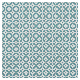 Deep Aqua and White Geometric Pattern Shippo Fabric