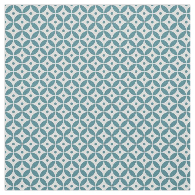 Deep Aqua and White Geometric Pattern Shippo Fabric (Swatch)