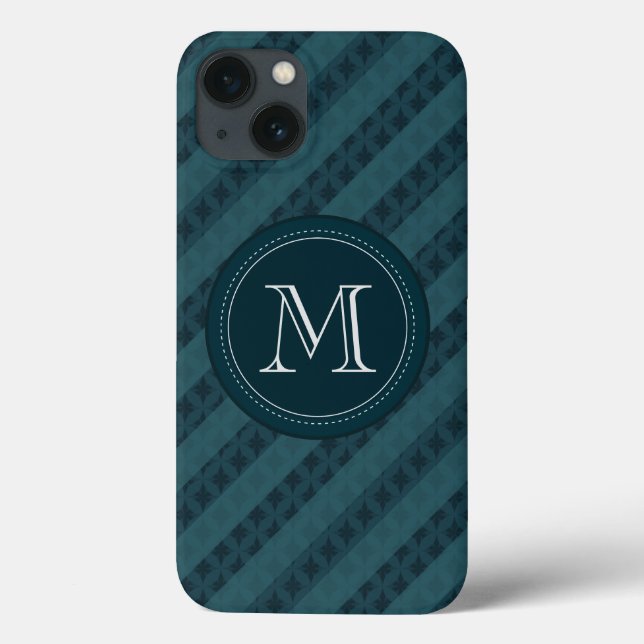 Deep Aqua Navy Blue Custom Monogram iPhone 6 Case (Back)