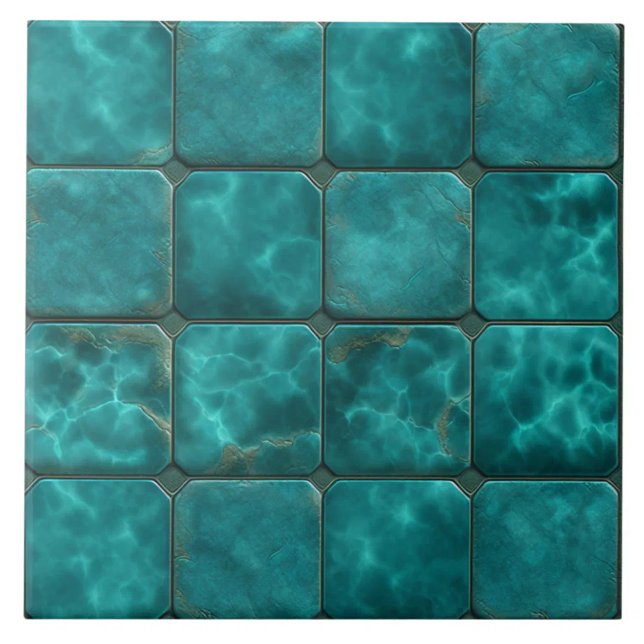 Deep Aqua Waterlight Mosaic Effect Ceramic Tile (The complete printed tile design. Tiles sold individually.)