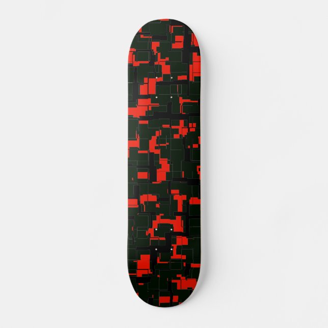 Deep Army Green Red Black Abstract Skateboard (Front)