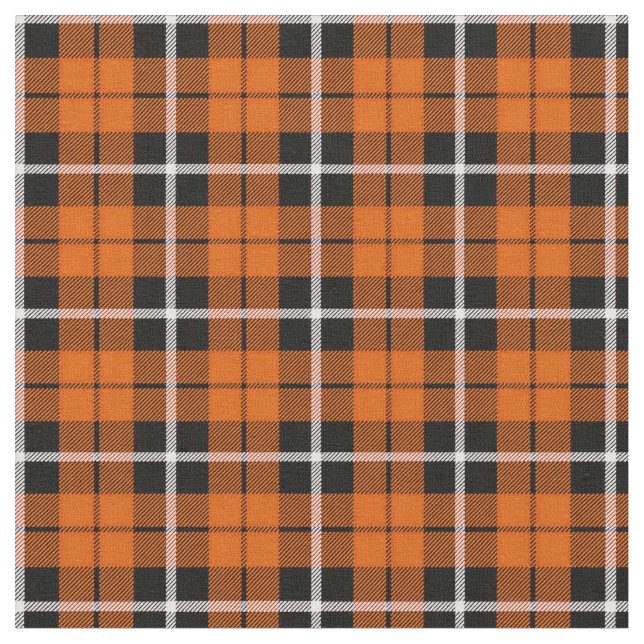 Deep Autumn orange white/black stripe Fabric (Close Up)