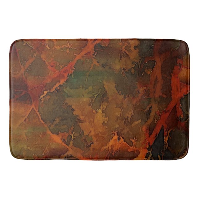 Deep Autumn Rich Earthy Abstract Fall Bath Mat (Front)