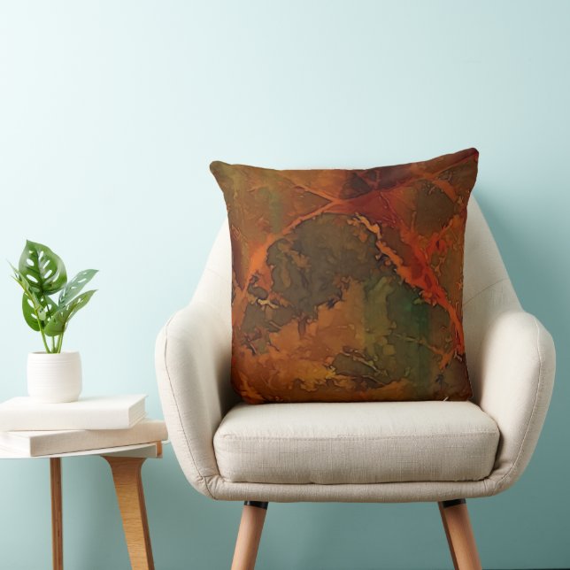 Deep Autumn Rich Earthy Abstract Fall Cushion (Chair)