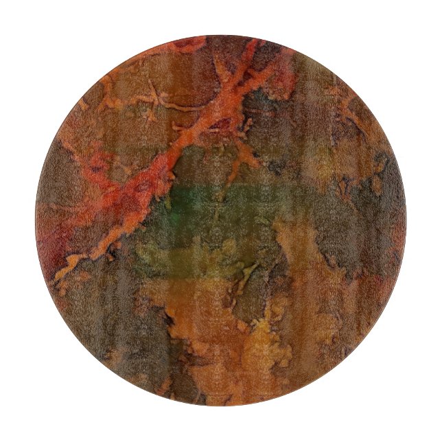 Deep Autumn Rich Earthy Abstract Fall Cutting Board (Front)