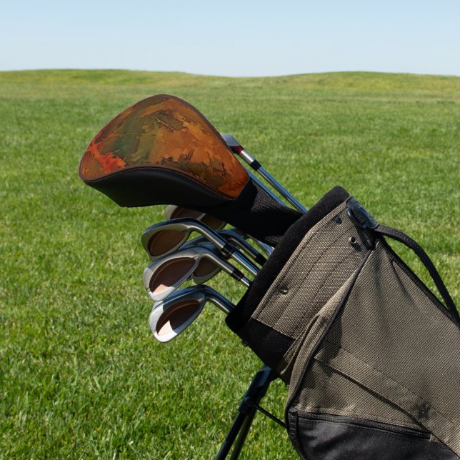 Deep Autumn Rich Earthy Abstract Fall Golf Head Cover (In Situ)