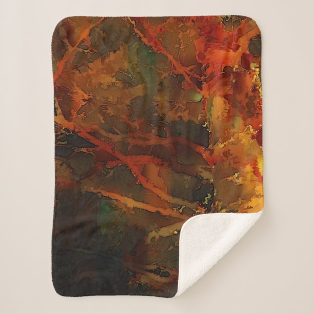 Deep Autumn Rich Earthy Abstract Fall Sherpa Blanket (Front)